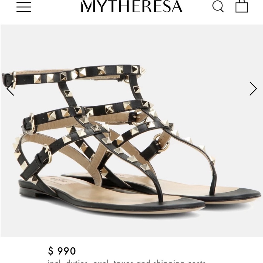 Valentino Garavani Black and Gold Gladiator Sandals
